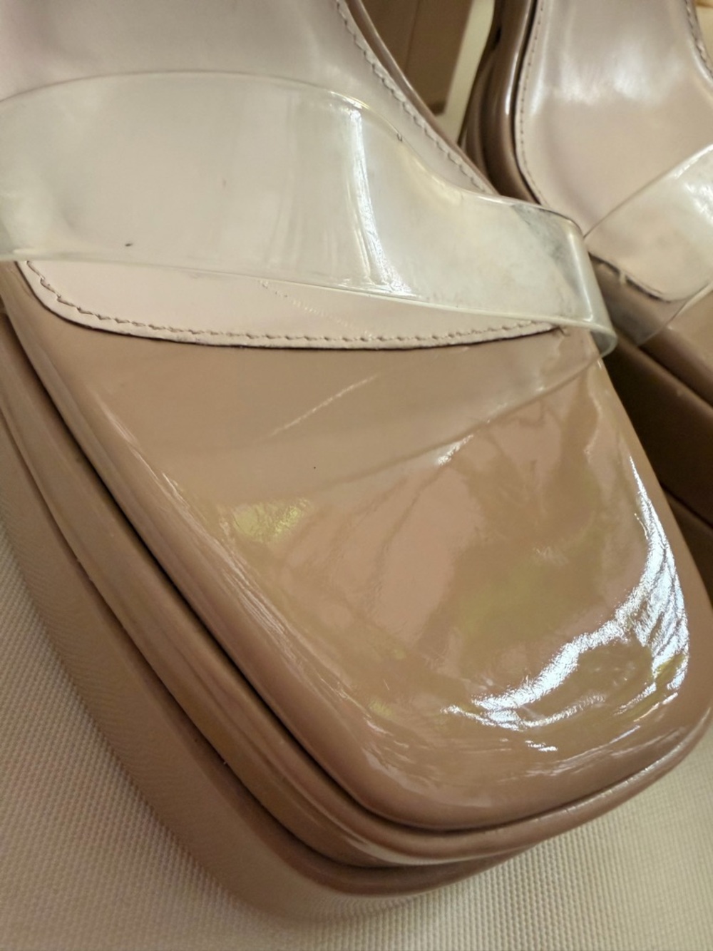 Platform High Block Mule in Nude with Clear Straps - Picture 8 of 10